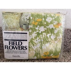 Vintage Danville By Dan River Double Flat Sheet Field Flowers 81x96